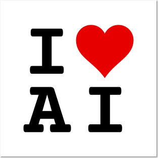 I Love AI | Stylized Abbreviation Heart Logo Black Posters and Art